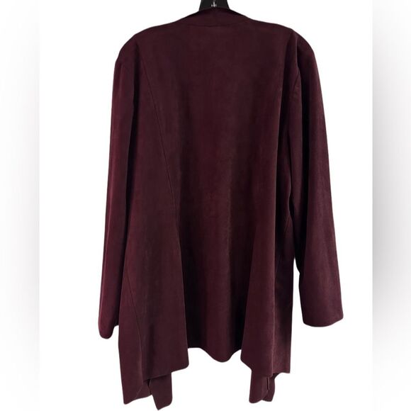 Chico’s Suede Open Front Burgundy Jacket Size 3 (16/18) - Picture 2 of 8
